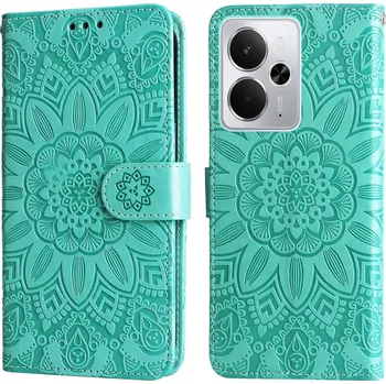 Pouzdro na mobilní telefon Sunflower knížkové pouzdro na Realme 14 5G - modrozelené