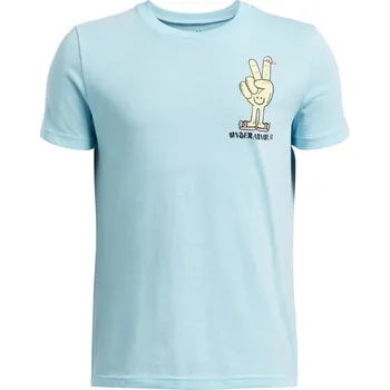 Pánské tričko Dětské tričko s krátkým rukávem Under Armour PEACE LOVE UA SS TEE K modré 1390009-494 - YL | UK 11 | US 12
