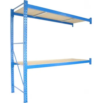 Dílenský regál Profesionální regál Biedrax přídavný 80 x 180 x 400 cm, 2 police - nosnost 350 kg/police, modrý