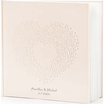 Fotoalbum Kniha hostů se srdcem se jmény - pudrově růžová