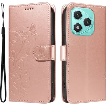 Pouzdro na mobilní telefon Flowers knížkové pouzdro na Honor 400 Lite - růžovozlaté