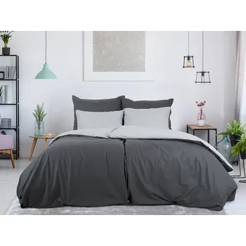 Povlečení B.E.S. - Petrovice, s.r.o. Povlečení BAVLNA Double face ZIP - Antracit/Šedá Rozměr: 140 x 200 + 70 x 90