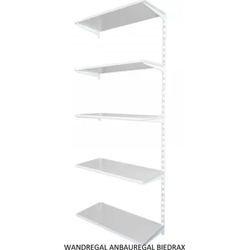 regál Biedrax Nástěnný regál přídavný 50 x 40 x 200 cm, bílý - 5 polic šedá