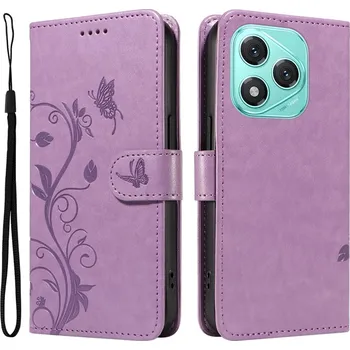 Pouzdro na mobilní telefon Flowers knížkové pouzdro na Honor 400 Lite - světlefialové