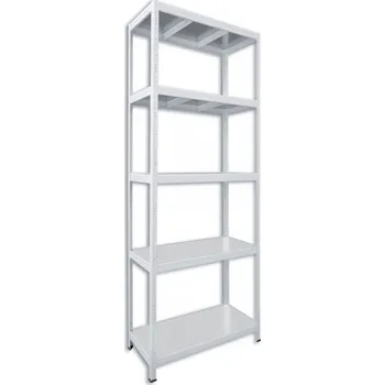Dílenský regál Kovový regál do spíže Biedrax 50 x 120 x 240 cm, bílý - 5 polic pozink