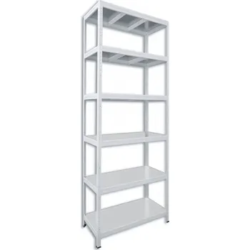 regál Kovový regál do domácnosti Biedrax 45 x 90 x 210 cm, bílý - 6 polic pozink
