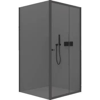 CERANO - Sprchový kout Varone POINT L/P - 6 mm - černá matná, grafitové sklo - 130x100x195 cm - posuvný