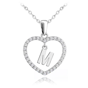 Řetízek Minet Stars Stříbrné srdce písmeno M