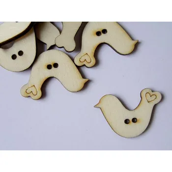 Knoflík Dřevěný knoflík výřez - holubička