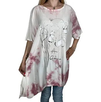 Dámská halenka LH Dámská oversize halenka s krátkým rukávem KLARA Barva: Růžová