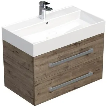 Koupelnový nábytek Koupelnová skříňka s umyvadlem SAT Cube Way 80x53x46 cm dub Wellington mat CUBE46802DWSAT