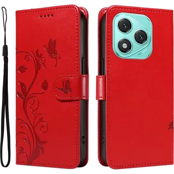 Pouzdro na mobilní telefon Flowers knížkové pouzdro na Honor 400 Lite - červené