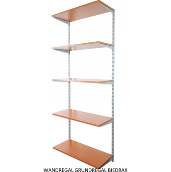 regál Biedrax Nástěnný regál základní 30 x 80 x 200 cm, stříbrný - 5 polic třešeň