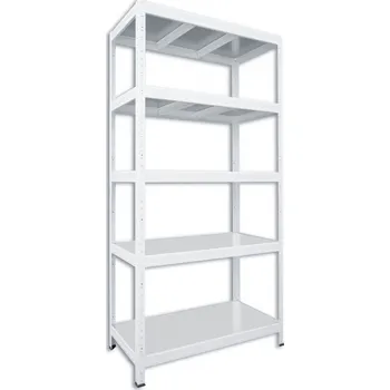regál Kovový regál do domácnosti Biedrax 50 x 120 x 180 cm, bílý - 5 polic pozink