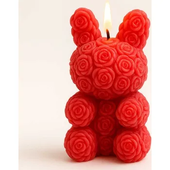 Svíčka Vonná svíčka Zajíček z růží | 77 g | Svíčkománie3D | Barva: Červená