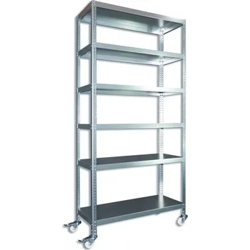 Dílenský regál Biedrax Pojízdný regál s kolečky Biedrax, pozinkovaný - 75 x 130 x 190 cm, 6 polic