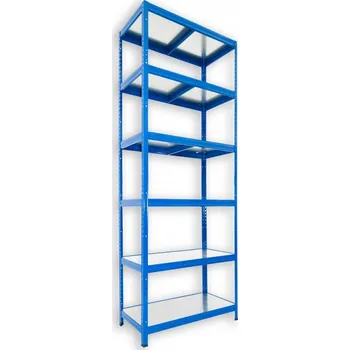 regál Kovový regál do domácnosti Biedrax 60 x 60 x 210 cm, modrý - 6 polic pozink