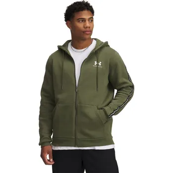Pánská mikina Pánská rozepínací mikina Under Armour ICON FLEECE FZ TAPING zelená 1390298-390 - XXL | UK 10,5 | US 11,5
