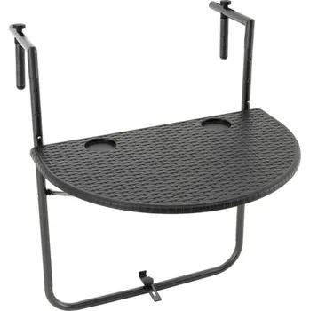 Zahradní stůl Malý stolek na zábradlí sklopný- na balkon / terasu, černý, 59,5x40 cm