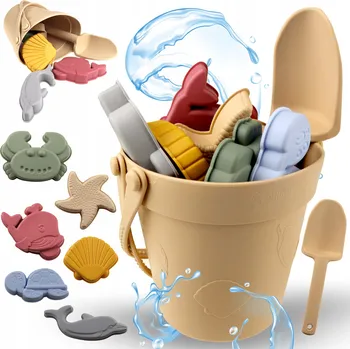 Hračka na písek Sada hraček do písku EVI silikonová s kyblíkem a formičkami Věk 3+