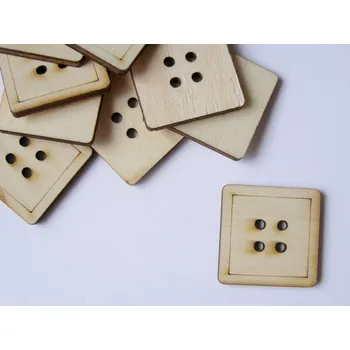 Knoflík Dřevěný knoflík výřez - čtvercový