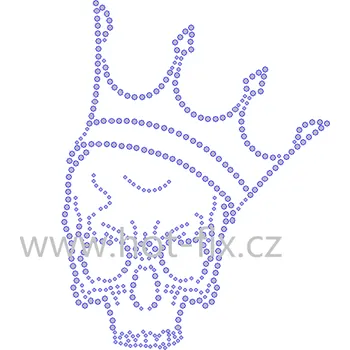 SL013 - lebka s korunkou nažehlovací hot-fix kamínkový potisk na textil, rozměry cca 13,8x18,0cm barva: kameny barva 101/N Crystal /stříbrná