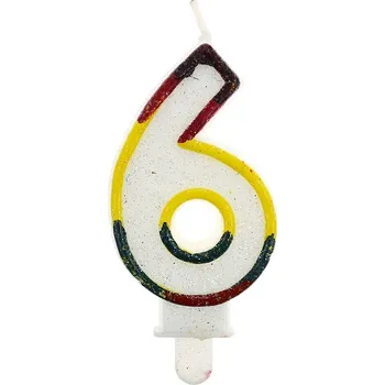 Dortová svíčka Narozeninová svíčka číslo 6 třpytivá