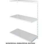 Biedrax Nástěnný regál přídavný 25 x 80 x 100 cm, bílý - 3 police šedá