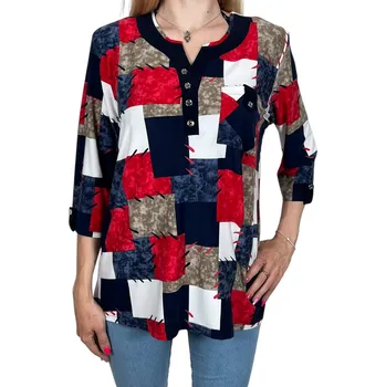 Dámská halenka Dámská barevná halenka s dlouhým rukávem PATRICIA Barva: Červená, Velikost: XL