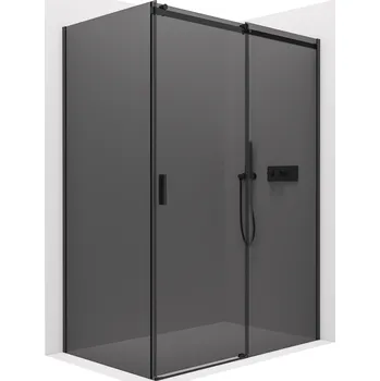 CERANO - Sprchový kout Santoro L/P - 6 mm - černá matná, grafitové sklo - 130x100x195 cm - posuvný