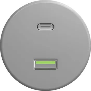 Elektrická zásuvka Kliklap - Retro USB zásuvka A+C bez rámečku šedá