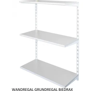 regál Biedrax Nástěnný regál základní 50 x 60 x 100 cm, bílý - 3 police šedá
