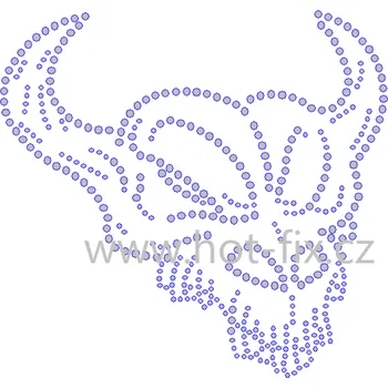 SL014 - lebka nažehlovací hot-fix kamínkový potisk na textil, rozměry cca 14,5x13,7cm barva: kameny barva 201 AB Crystal /stříbrná s duhovým efektem