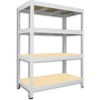 Dílenský regál Kovový regál do skladu Biedrax 50 x 90 x 90 cm, bílý - 4 police MDF, 300 kg