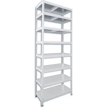 Dílenský regál Kovový regál do dílny Biedrax 35 x 75 x 210 cm, bílý - 8 polic pozink