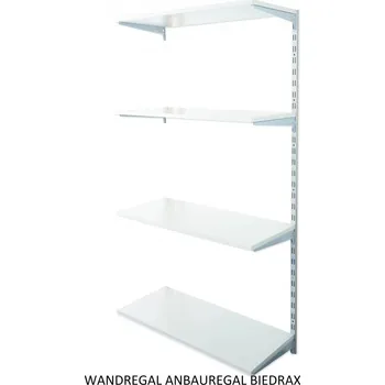 regál Biedrax Nástěnný regál přídavný 50 x 80 x 150 cm, stříbrný - 4 police šedá