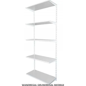 regál Biedrax Nástěnný regál základní 50 x 40 x 200 cm, bílý - 5 polic šedá