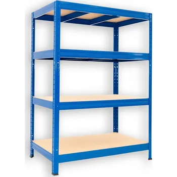 Dílenský regál Kovový regál do garáže Biedrax 50 x 120 x 120 cm, modrý - 4 police MDF