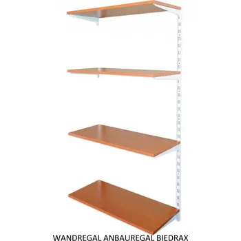 regál Biedrax Nástěnný regál přídavný 30 x 80 x 150 cm, bílý - 4 police třešeň