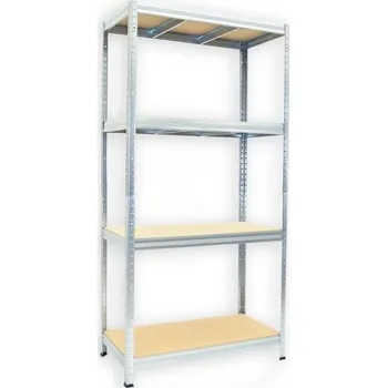 regál Kovový regál do domácnosti Biedrax 45 x 120 x 180 cm, pozinkovaný - 4 police MDF