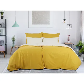 Povlečení B.E.S. - Petrovice, s.r.o. Povlečení BAVLNA Double face ZIP - Hořčicová/Kávová Rozměr: 140 x 220 + 70 x 90