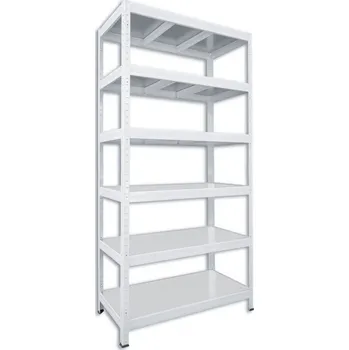 regál Kovový regál do domácnosti Biedrax 60 x 120 x 180 cm, bílý - 6 polic pozink