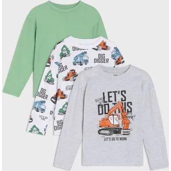 Chlapecké tričko Sinsay - Oversize trička s dlouhými rukávy 3 balení - zelená - 785EY-76X - 785EY-76X-128