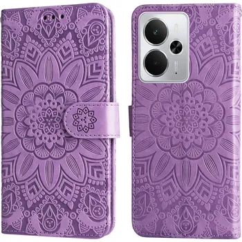 Pouzdro na mobilní telefon Sunflower knížkové pouzdro na Realme 14 5G - fialové