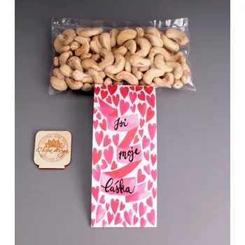 Mlsný pytlík - jsi moje láska Druh oříšků/suš.ovoce: Mandle v bílé čokoládě s kokosem
