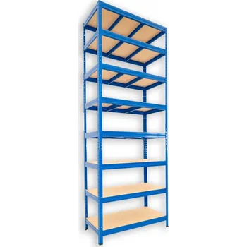 regál Kovový regál do domácnosti Biedrax 45 x 120 x 240 cm, modrý - 8 polic MDF