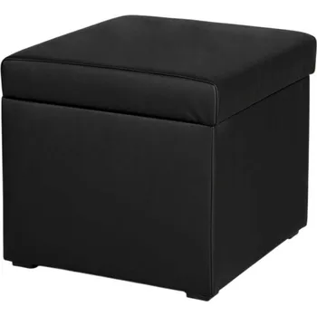 Taburet Taburet ekokůže s úložným prostorem černý KOSTKA
