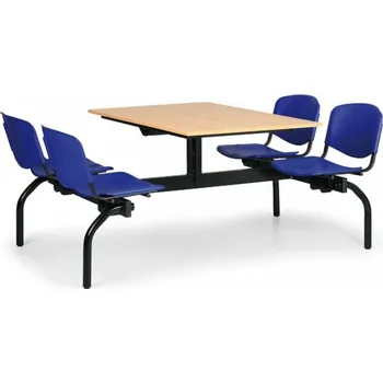 Jídelní stůl Stoly do školní jídelny Biedrax JS3834b - modrá plastová sedadla, deska buk