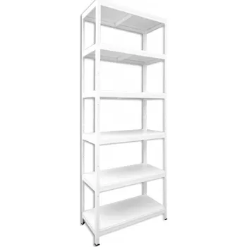 Dílenský regál Kovový regál do technické místnosti Biedrax 35 x 60 x 240 cm, bílý - 6 polic bílé lamino 12mm