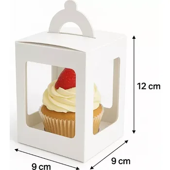 Krabička na výslužku Papírová krabička s průhlednými okénky 9x9x12 cm